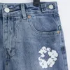 Denim Black Shorts Men Designer Short Damen Mens Jeans Shorts Fashion Cpated Jeans Rock Revival White Flower Pantal