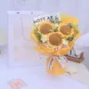 Dried Flowers Finished Crochet Flowers Bouquet Handmade SunFlower Bouquet Valentines Gift Wedding Decor Knitted Flower Bouquet with Gift Bag