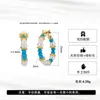 Boucles d'oreilles cerceaux Melynn Bohemia Natural Turquoise Pearl 925 Bijoux en argent en pierre d'or