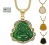 Bijoux de jade vert riant Collier de chaîne de pendentif Bouddha pour femmes acier inoxydable accessoires d'amulette à or 18 carats mères jour3164742