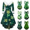 Casual Dresses Women's Fashion V-ringning Slim St Patrick's Day Tryckt hårig fest långärmad vestidos para mujer elegantes y boni