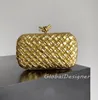 9A designer women clutch bag vintage gold woven purse evening bag handbags wedding dress party lady fashion knotted mini bags luxury leather box summer silver 20.5CM