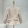 Vestidos de trabajo 2024 Spring Luxury Pink Sequins extraíbles Cinturón V Neck Office Jacket Skinda Skirt For Women Femenina