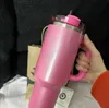 US stock tumbler quench H2.0 co-branded Pink red blue 40oz mug new 40oz mug tumbler with handle insulated glass lid straw stainless steel coffee Termos mug