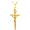 Pendant Necklaces Collare INRI Cross Pendent Men Jewelry Gold Silver Black Color Religious Christian Crucifix Necklace Women P5792352