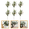 Fleurs décoratives 6 pcs Artificiel Olive Branch Home Decor Stemes Plantes Fake Tree Branches Plastique