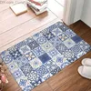 Mattan Anpassad blå portugisisk keramisk plattor Dörror Non Slip Welcome Kitchen Floor Azulejo Floral Garden Carpet Mat Portugal Q240426