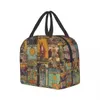 De belangrijkste Arcana van Tarot Vintage Patchwork Thermal Gespreide Lunch Bag Women Occulte Witch Spirituele Portable Tote Food Box 240423