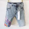 Mens Short Designer Jeans Purple Jeans Short Strate Straight Sum