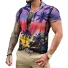 Erkekler Günlük Gömlek Erkekler İçin Yaz Gömlekleri Kısa Kollu Aloha Tee 3d Hindistan Cevizi Ağaç Baskı T-Shirts Sıradan Plaj Tatil Bluz Büyük Boy Hawaii Gömlek 240424