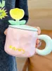 Kubki Milk Fufu Flower Cup High Beauty Girl Kubek z Lid Spoon Household Ceramic Picie Kawa śniadaniowa