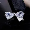 Boucles d'oreilles étincelantes Real 925 Sterling Silver Zircon Bowknot Design Earge pour femmes Gift Korea Ear Bijoux Oorbellen