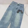 Lettre de luxe Broidered Jeans Femmes Blue Denim Pantalon Casual Straight Jean Designer Designer Street Styl Street Styl Jeans
