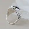 Anelli a cluster Bocai Fashion S925 SIGILTÀ Set di accessori per gioielli con anello di agata nera naturale per regalo di compleanno da uomo e donna