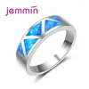 Anillos de racimo Simple Round Band de alta calidad 925 Joyas de plata esterlina Accesorios para la fiesta de bodas Blue Fire Opal Ring vender