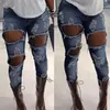 Kvinnors jeanshål förstörde rippade nödställda Slim Denim Woman High Street Vintage byxor Jean Pants Korean Streetwear Retro