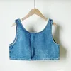 Luxurys Crop Tops Women Designer T Shirt Sexig Off Sticked Camisole Vest Kvinnlig Summer bekväm gata mångsidig sexig Sexig kort denim Vest Top Metal Triangle Logo