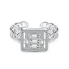 Anillos de clúster S925 Silver Open Women Tingle T-Diamond Ring Femenino brillante 5A Circón Diseño avanzado Joya de lujo Banquete