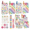 Gift Wrap 2024 20 Sets Striped Dots Treat Bags Candy Goodies Bag With Happy Birthday Stickers Wooden Clip Tags Rope For