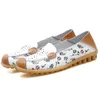 Casual Shoes Beckywalk Fashion Print Women Flats Loafer äkta läder Flat Woman Summer Slip on Moccasins WSH2673