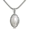 3D American Football Ball Pendant Necklace Men Sports Charm Football Games Halsband Hip Hop Jewelry Rostfritt stålkedja13510427