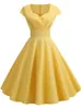 Rosa Sommerkleid Frauen gegen Nacken Vintage Robe Elegant Retro Pin up Party Office Midi Kleider 240408