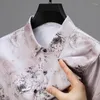 Camicie casual maschile ad alta marca branda gelso fiori di seta vestito shir 2024 abiti senza cucitura estiva stampa manica corta top lisci