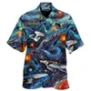 Erkekler Günlük Gömlek Hawaii Gömlek Erkekler için Uzaylı Başlık Yeşil ve Siyah Gömlekler Plaj Kısa Kollu Yaz Düğmesi Yukarı Hawaii Gömlekler 240424