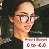 Lunettes de soleil Cat Eye Myopia Lunes d'ordinateur Filtre Blue Light Antifatigue Prescription Prescription Eyewear Women's Spectacle Frames Diopters 0 à -6,0