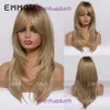 2024 Multiple multi-color options available full head set gradient gold black brown hot selling medium length straight hair curly wig