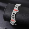 Strands Hip Hop Broken Love Heart Rhombus Cuban Chain Bracelet for Mens 12mm Ice Out Alloy Inlaid Water Diamond Necklace Fashion Jewelry 240424