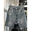 Shorts Demin Tears Shorts Designer di lusso Mens Shorts Jeans Men Jean Flower Diamond Denim Shorpants Slim Denim Street Hip Hop 9787
