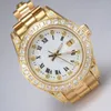 Femmes Diamond Watch Automatic Full Gold With Diamond Chizel White Dial White Lady Taille Gold Lady Watches 26 mm Designer Femmes Watchs Full Diamond Mezel Diamond Marker