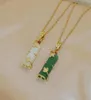 Zielony jadein węzeł tytanowy naszyjnik Kobieta moda zamożna bambusowa łańcuch obojczyka prosta biżuteria w stylu etnicznym3520416