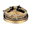 Klassisk handgjorda flätning Gold Hip Hop Men Pave CZ Zircon Crown Roman siffra armband Lyxsmycken Y20080770419712493538