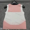 Womens Panelled Knits Tanks Vest Tops Embroidery Letter Square Collar Sleeveless Camis Yoga Tees