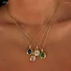 Colliers pendants Collier de pierre de joyau de couleur ovale pour femmes en acier inoxydable vert cz rose rouge bleu délicat élégant bijoux256e