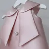 Flower Girl Pink Gown Children Birthday Baptism Dresses For Kids Elegant Lace Bow Frocks Girls Boutique Party Clothes A1339 240425