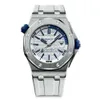 Piquet 럭셔리 패션 Audemar Apsf Royals Oaks Wristwatch Audemarrsp Box 인증서 시리즈 정밀 강철 자동 기계 남자 시계 15710st White Blue