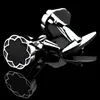 FLEXFIL Round Jewelry French Shirt Fashion Cufflinks for Mens Cuff links Buttons Black High Quality 240412