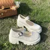 Kledingschoenen buitenshuis lolita dames vintage platform 2024 ronde hoofd vaste kleur slijtage resistent dames zapatos para mujeres