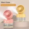 Electric Fans 2024 Summer New Humidifier Spray Fan Portable USB Water-cooled Mini Desktop Household Appliances Water Mist Fan with LED Light