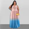 Vestidos casuais mulheres vestem 2024 de verão feminino posicionando gradiente de impressão sem mangas slim size maxi noturno feminino maxi