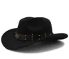 Wome Men Black Wool Chapeu Western Cowboy Hat Gentleman Jazz Sombrero Hombre Cap Dad Cowgirl Hats storlek 5658CM 2208178127173