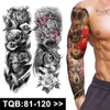 Tattoo Transfer Full Arm Large Skull Old School Tatoo Stickers Waterproof Temporary Tattoo Sticker Large Arm Sleeve Tattoo Flash Fake Tattoos 240426