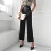 Pantalon féminin Summer High-Waist Cutt Loose Sincming Commuting Professional Sucet Truging Straight Casual Cramed