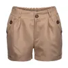 Kvinnors shorts damer sommar shorts fickficka fasta färg rak kvinnor shorts knapp dekor över kN längd hög midja casual kvinnor korta byxor y240425