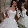 Bollklänningar applicerad lätt klänning rosa spets bröllop brudklänningar 3d blommor pärlstav långärmad sexig äktenskap formell brud klänning vestidos de novia s