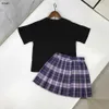 Brand Princess dress kids tracksuits designer baby clothes Size 120-160 CM Cartoon pattern printed T-shirt and pants lined short skirt 24April