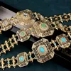 Square Rhinestone Caftan Belt Marockan smycken Kvinnor GONKER GULL FÄRG LUXURY MUSLIM CHIC BODY SMYCKE BRIDAL GENTER 240415